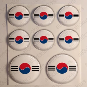 Pegatinas Corea del Sur Escarapela 3D Relieve Pegatina Redondas Bandera - Picture 1 of 1