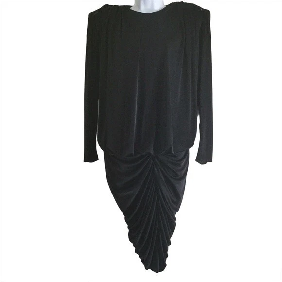 Vestido franzido vintage anos 80 ABBY KENT com lantejoulas - Imagem 1 de 4