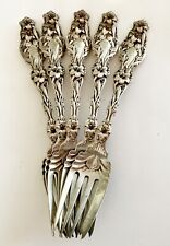 Antique Art Nouveau Sterling Whitings Lily Salad Forks, Set Of 5