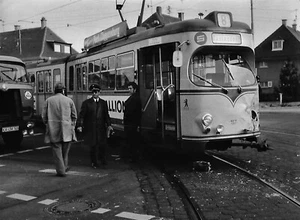 ANCIENNE GRANDE PHOTO D'ART 60's TRAMWAY DAXLANDEN KARLSRUHE CRASH 18X24cm n°27 - Imagen 1 de 1