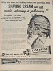 1944 Listerine Saving Cream in a Tube, Cartoon Man Shaving, Vintage Print Ad