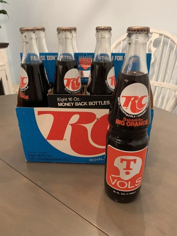 Vintage 1975 RC Bottles Commemorative Tennessee UT Vols 16oz 8 Pack - Sealed New Cover