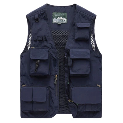 Fishing Outdoor Vest Adjustable Tackle Organizer Multi-Pocket Tops Gilet Jacket♡ - Image 1 of 4