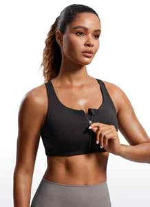 SPORT BRA WITH ZIPPER High Impact CRZ YOGA STYLE H222 SIZE 40DD BLACK - Picture 1 of 9