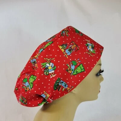 Women Scrub Hat, Christmas,  Surgical Cap, Nurses Hat, Medical, Adjustable - Image 1 of 4