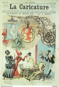 La Caricature 1883 n°174 Retour du Moyen-âge Robida Sorel Trock Loys - Imagen 1 de 3