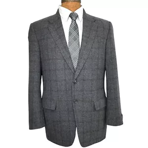 Corneliani Men 42R Gray Blazer Jacket Sport Coat Wool Cashmere Windowpane - Picture 1 of 6