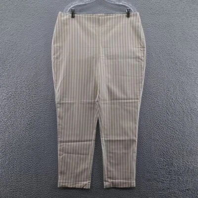 Chicos Womens So Slimming Brigitte Ankle Pants 3 Size 16 Beige White Stripe NEW - Image 1 of 4