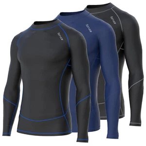 Mens Compression Shirt Full Sleeves with Under arm Mesh Panels BaseLayer Gym Top - Picture 1 of 23