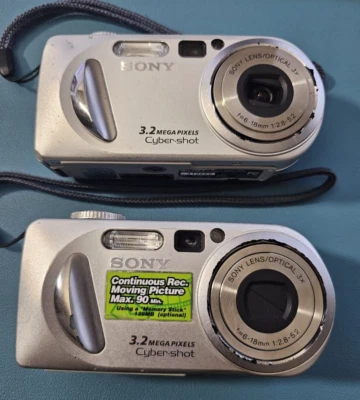 2 Sony Cyber-shot DSC-P8 3.2 MP Digital Camera Silver Untested, Parts only - Image 1 of 3