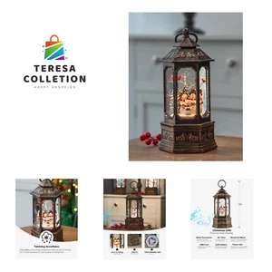 12" Christma Snow Globe Lantern, Snowman Choir Glitter hex Music Box, USB and... - Picture 1 of 7