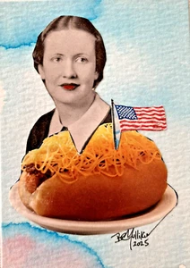 Her Cheese Coney - Original Collage Mischtechnik Surrealismus Miniatur Kunst ACEO - Bild 1 von 4