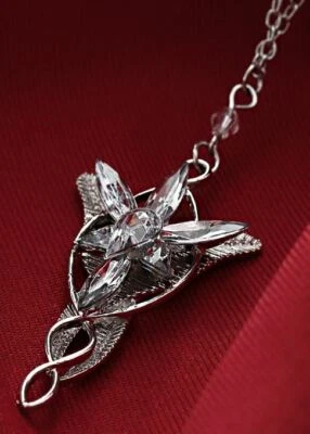 New Lord of The Rings Arwen's Necklace Evenstar Pendant Crystal Silver Chain  - Image 1 of 4