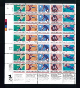 United States 29¢ Summer Olympics Sports Postage Stamp #2637-41 Full Sheet - Picture 1 of 1