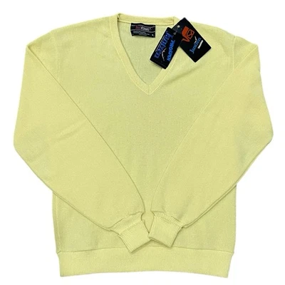 Nuevo con etiquetas Suéter Jantzen Amarillo Vintage Talla S Pequeño Cuello en V Años 90 80 Pullover NUEVO EE. UU. Foto 1 de 4