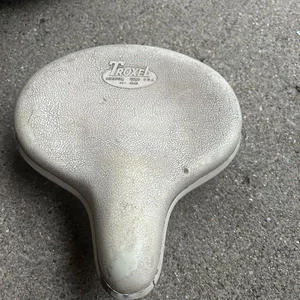 Vintage Troxel Fahrradsitz Sattel hellbraun Fahrrad antikweiß mit Federn Damen - Bild 1 von 13