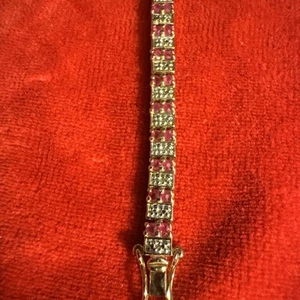 Gold Over Sterling - ROSS SIMONS Ruby & Diamond 7.5" Gold Tennis Bracelet - 13g - Picture 1 of 10