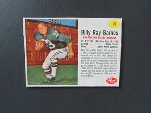 1962 Post Cereal Football Hand Cut Card #31 Billy Ray Barnes L2 - Picture 1 of 3