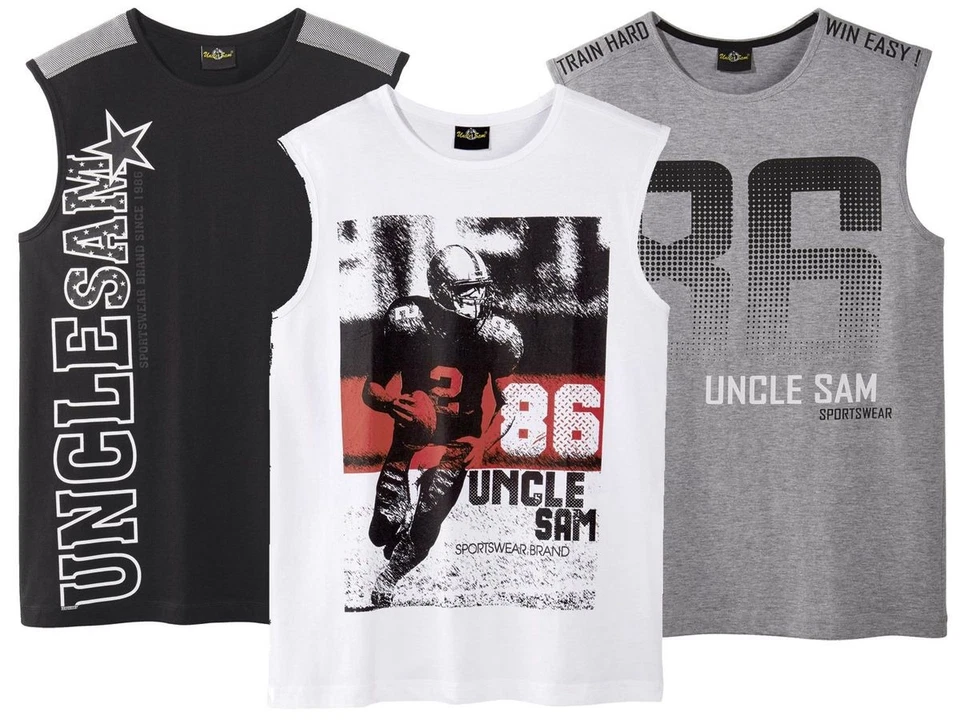 Uncle Sam Herren Tanktop Muskelshirt Top Ärmellos Achselshirt