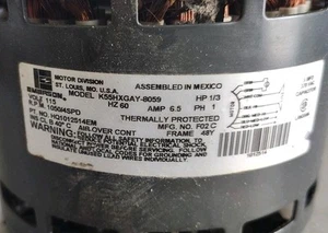 EMERSON K55HXGAY-8059 Blower Motor 1/3HP 115V 1050RPM 4SPD 60Hz 1PH 6.5A 3B=32 - Picture 1 of 3