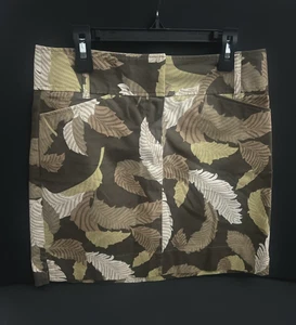 Womens Size 2P LOFT Ann Taylor Mini Skirt Feels Like Denim Floral Leaf Print EUC - Picture 1 of 14
