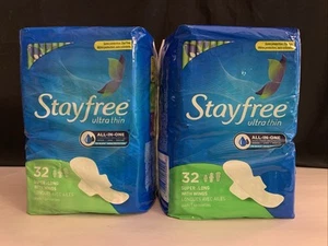 2x Stayfree Ultra Thin Super Long Pads mit Flügeln je 32 Pads (64 insgesamt) - Bild 1 von 4