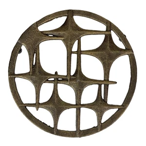 Cast Iron Stars Trivet – Bronze Finish, 8" Round, Mid Century Modern Style - Picture 1 of 9