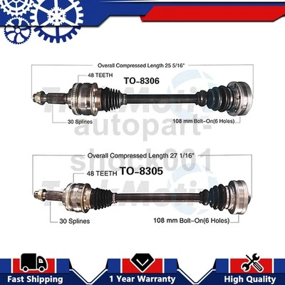 2 Rear TrakMotive CV Axle Joint Shaft For Lexus IS300 2004 2003 2002 2001 - Image 1 of 3