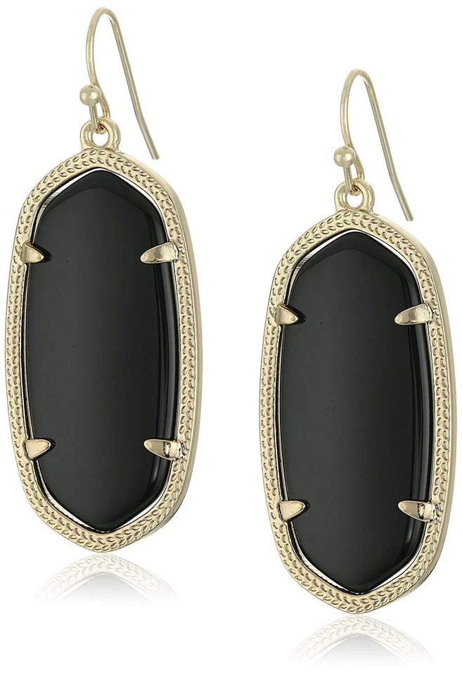 Kendra Scott Elle Drop Earrings Women Jewelry 14k Gold-plated Black Opaque Glass