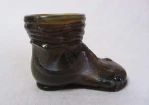 BOYD GLASS SPARROW SLAG  HOBO SHOE TOOTHPICK HOLDER   B IN DIAMOND - Picture 1 of 3