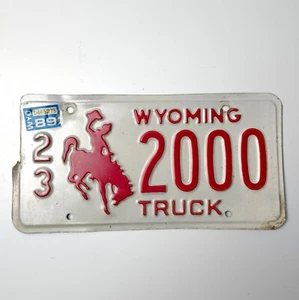 Placa de matrícula de camión WYOMING '88 vintage con etiqueta '89 | Sublette Co. | 23-2000 LEER - Imagen 1 de 7