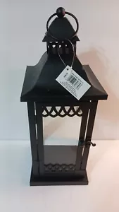 14.5" x 5.5" X 5.5" Decorative Metal Lantern Candle Holder Matte Black with Box - Picture 1 of 8