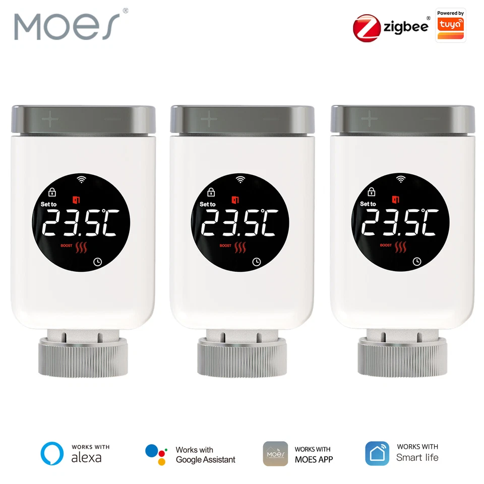 MOES Smart Thermostat Heizkörperventil Zigbee Heizungsthermostat Alexa Google - Bild 1 von 4