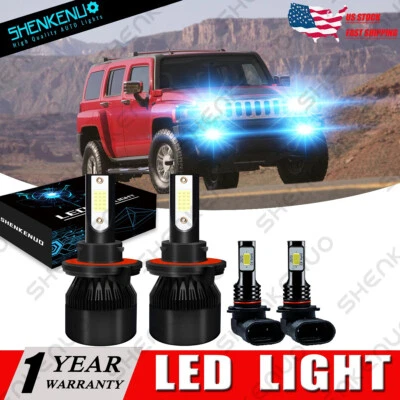 Для 2006-2010 Hummer H3 комбо 8000K передняя светодиодная фара Hi/Low + противотуманная лампа 4 лампы - Изображение 1 из 4