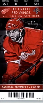 Florida Panthers vs Detroit Red Wings 12/7/2013 Full Ticket - Patrick Eaves - Image 1 of 2