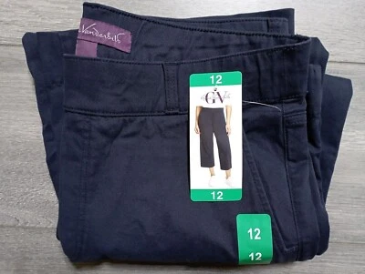Gloria Vanderbilt Pants Adult Size 12 DARK NAVY Cropped Wide-Leg Womens - Image 1 of 4