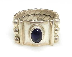 925 Sterling Silber lila Cabochon Dreifach Kabel Seil breiter Bandring - Bild 1 von 9