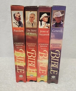 Charlton Heston Presents The Bible; 4 VHS Tapes: Genesis, Moses, Jesus, Passion - Picture 1 of 2