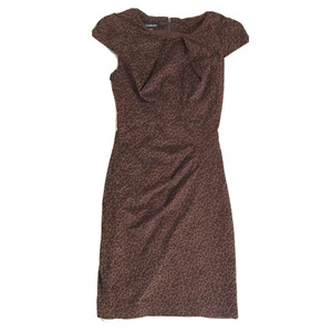 Bebe Women Brown Animal Print Leopard Sheath Suede Dress Size XXS - Picture 1 of 12