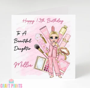 Personalised Makeup Birthday Card 13th 16th 18th 30th Daughter Granddaughter - Picture 1 of 7