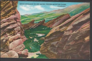 Entrada sur a rocas rojas, parques de montaña de Denver Colorado ~ lino vintage - Imagen 1 de 1
