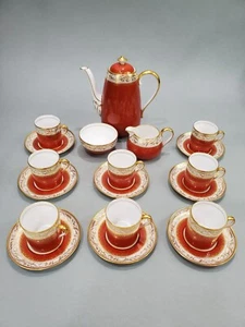 Vtg SPODE OAKLEA #Y7491 SET COFFEE POT CREAMER SUGAR BOWL DEMI CUPS & SAUCERS  - Picture 1 of 10