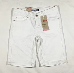 Bermuda jeans donna Levi's bianco denim nuovo con etichetta - taglia 12 - Foto 1 di 3