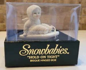 Dept 56 Snowbabies "Hold on Tight" Bisque Hinged Box 68884 - Cute! Free Ship! - Picture 1 of 10