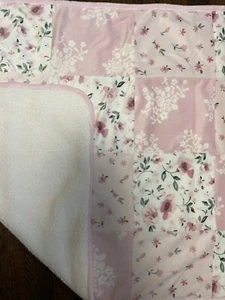 Modern Moments by Gerber Pink Floral Patchwork Baby Blanket Sherpa Back NWOT - Picture 1 of 5