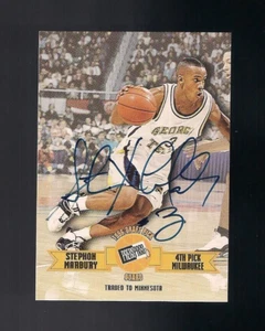 1996 STEPHON MARBURY PRESS PASS BLUE INK ON CARD AUTOGRAPH ROOKIE CARD NM/Mint - Picture 1 of 2