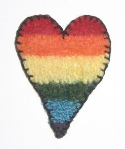 Handmade Rainbow knit felted Felt love Heart Brooch boho pin gift present badge - Picture 1 of 5