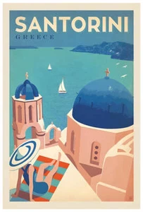Greece - Santorini - Vintage Travel Poster - Picture 1 of 5