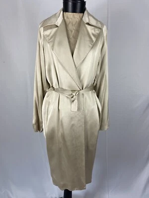 Abrigo de Noche Donna Karan Talla 10 Vintage Alta Costura Crema Satinado Foto 1 de 3