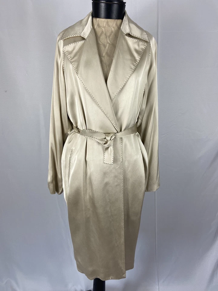 Donna Karan Size 10 Vintage Couture Cream Satin Evening Coat - Image 1 of 3